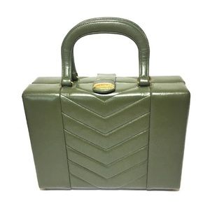 Olive soft quilted leather small suitcase purse